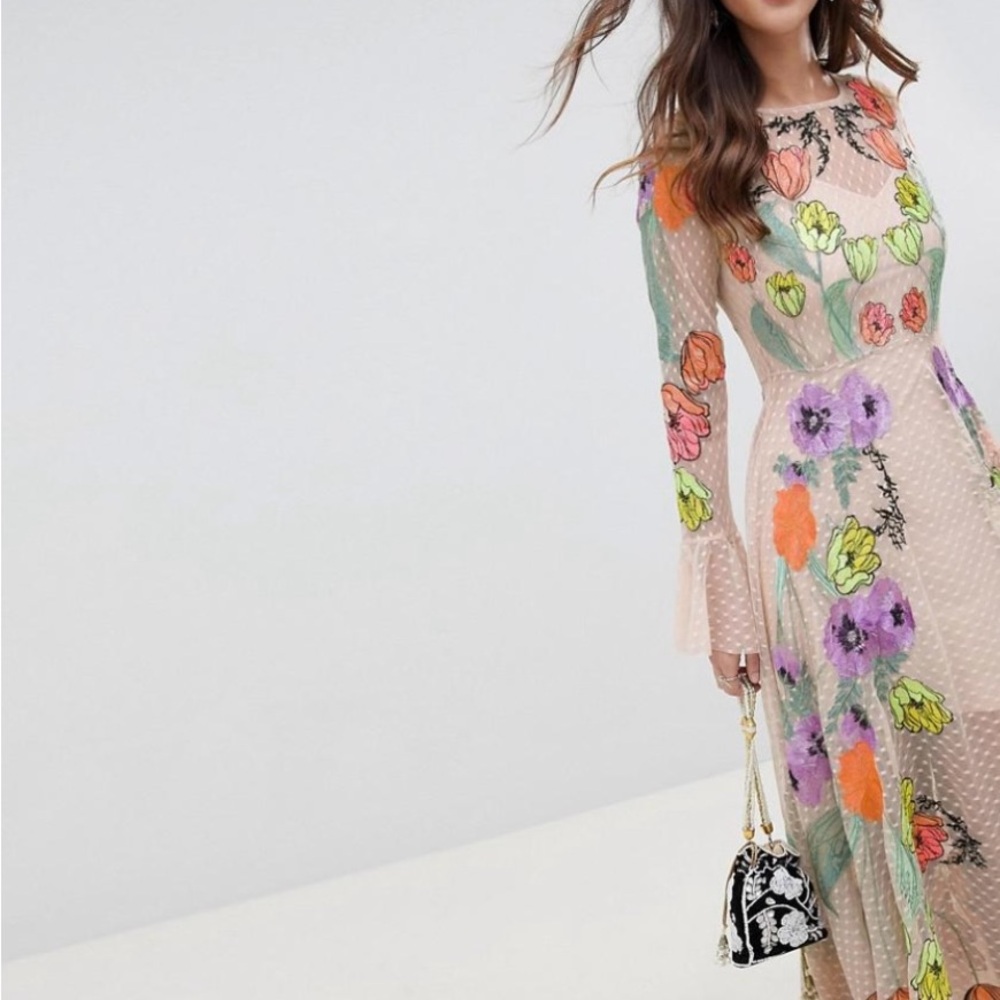 ASOS edition embroidered maxi dress